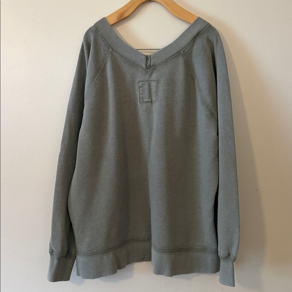 Aerie Downtime Textured V Neck Sweatshirt Size L - Picture 4 of 6